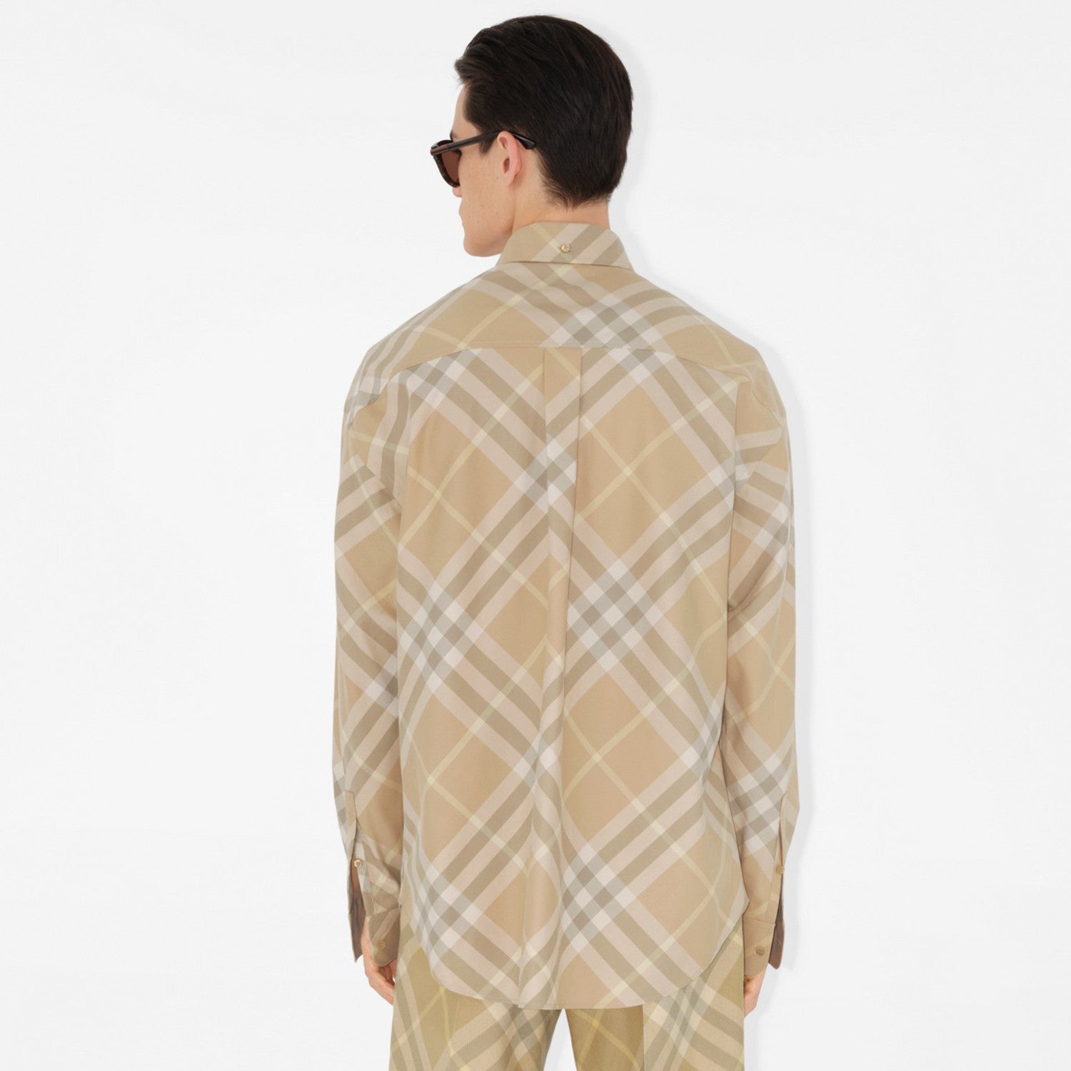 Burberry Men's Spring And Autumn New Retro Plaid Cotton Shirt Color Blocking Single-breasted Lapel Button Down Shirt  #71363