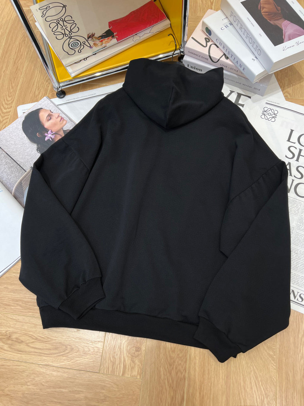 Balenciaga Back Flip Round Hoodie Oversize In Black Mirror Letter Hooded Sweatshirt Pullover #96248