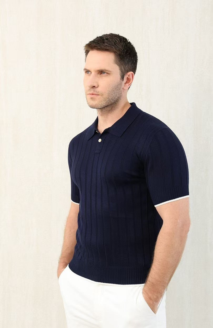 Brunello Cucinelli Men's Spring And Summer Solid Color Lapel Fitted Short Sleeve Polo Shirt Ngvp #1447