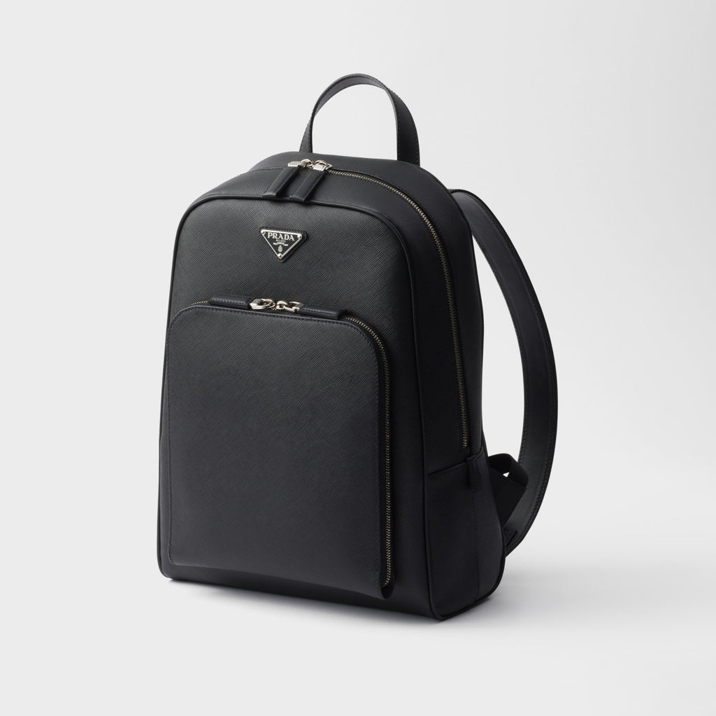 Prada Saffiano Classic Minimalist Business Backpack Printed Triangle Badge Adjustable Leather Shoulder Straps Two Way Zipper Closure Backpack  Bag Bags 2VZ102_9Z2_F0002_V_DOO #79175