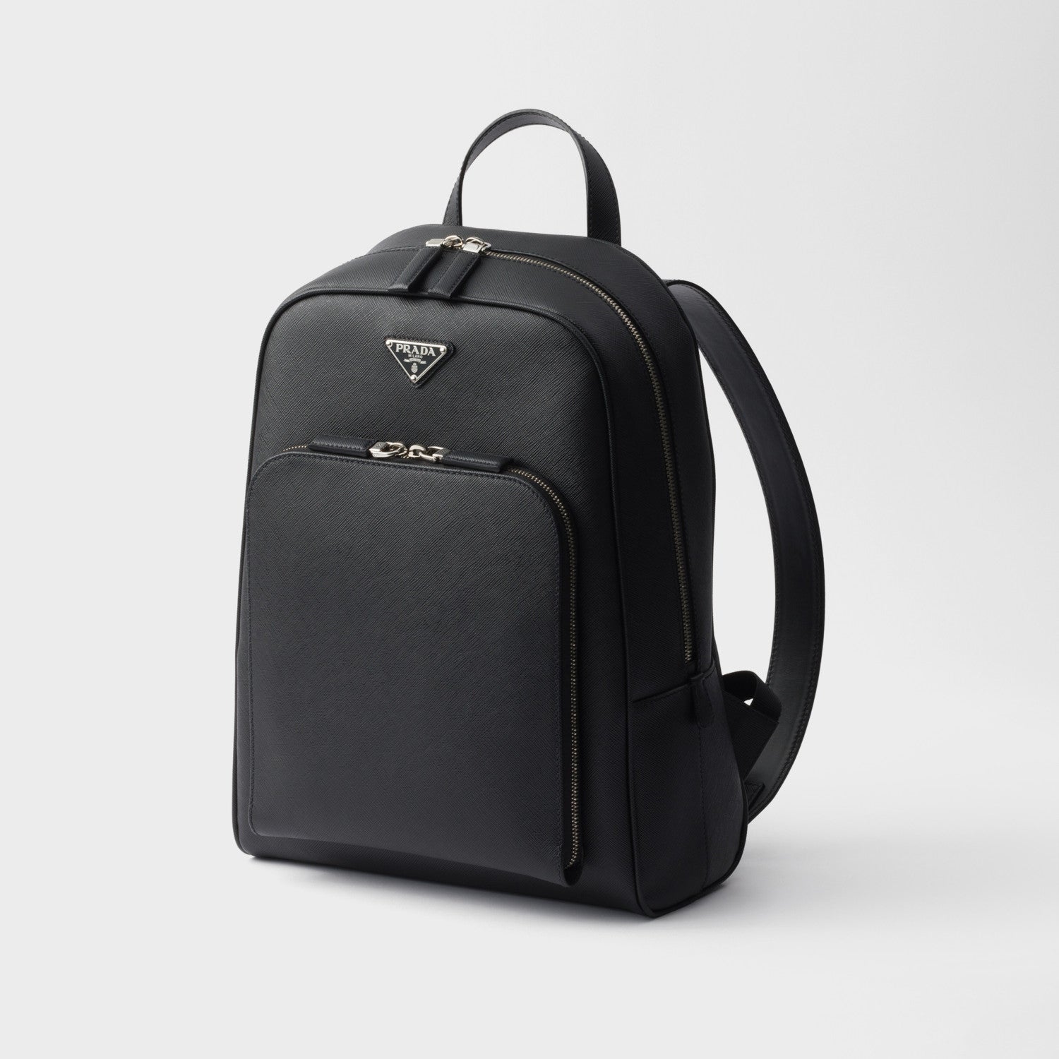 Prada Saffiano Classic Minimalist Business Backpack Printed Triangle Badge Adjustable Leather Shoulder Straps Two Way Zipper Closure Backpack  Bag Bags 2VZ102_9Z2_F0002_V_DOO #79175