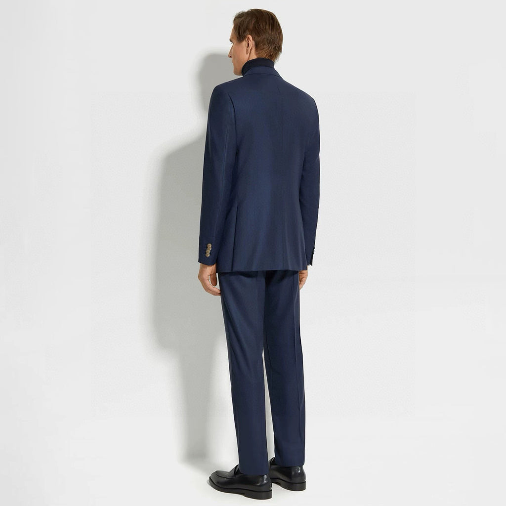 Ermenegildo Zegna  Men'S Spring And Autumn Business Casual Wool Suit Set Navy Blue Temperament Casual Comfortable Formal Suit Jacket Straight Suit Pants Trousers #75986