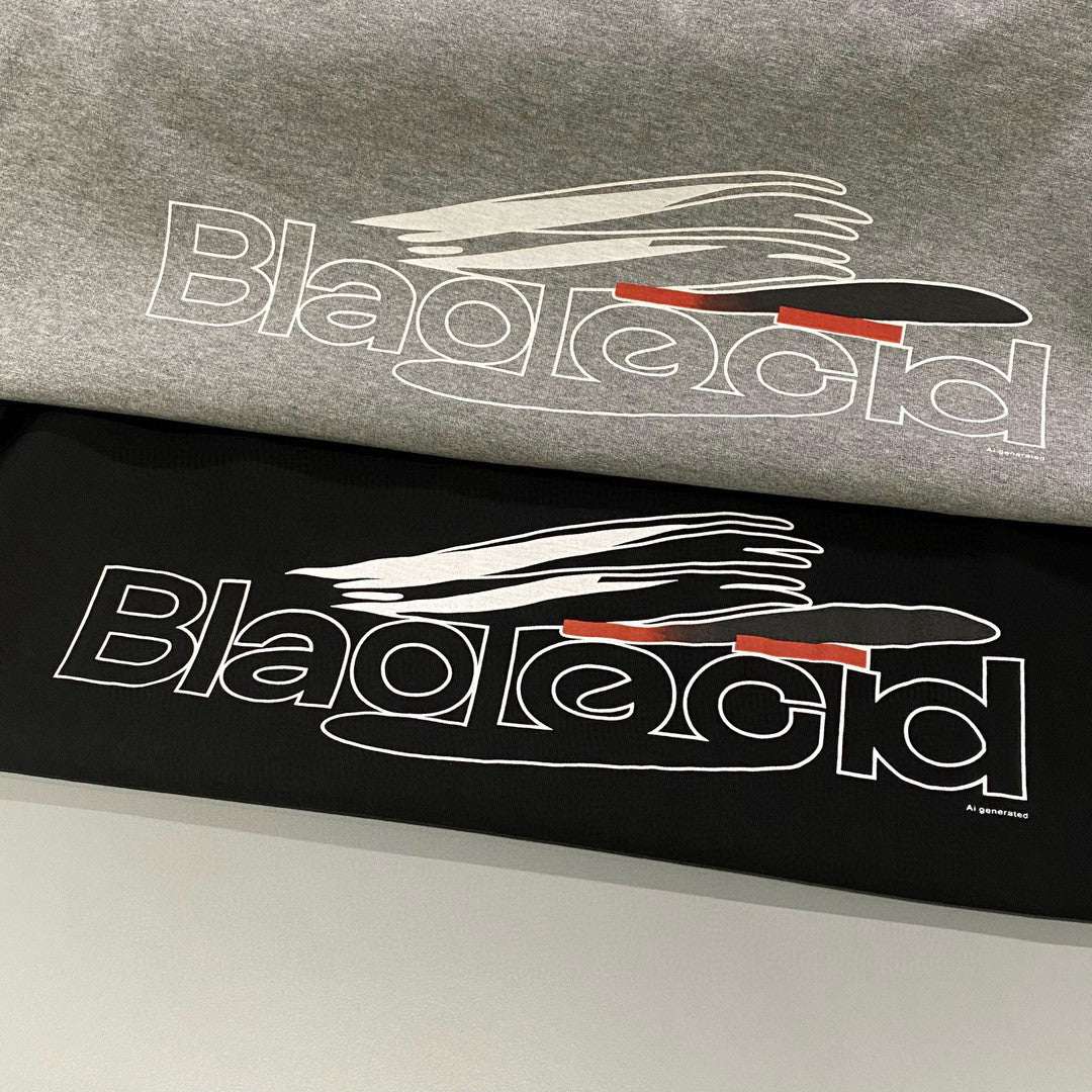Balenciaga Men's Summer Do-Over Letter Printed Plain Knit Cotton Round Neck Short Sleeve T-Shirt #98971