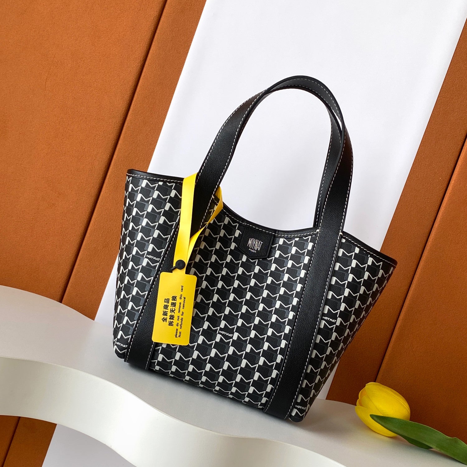 Moynat Duo Tote BB Women's Classic Two-Tone Leather Clutch Tote Handbag Bag  Bags  #78913