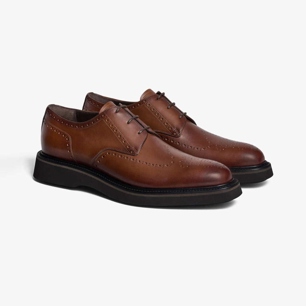 Berluti Alessio Natural Men's Spring/Fall Fashion Classic Leather Brogue Oxford Shoes with Thick Rubber Sole Calfskin Derby Shoes #78573