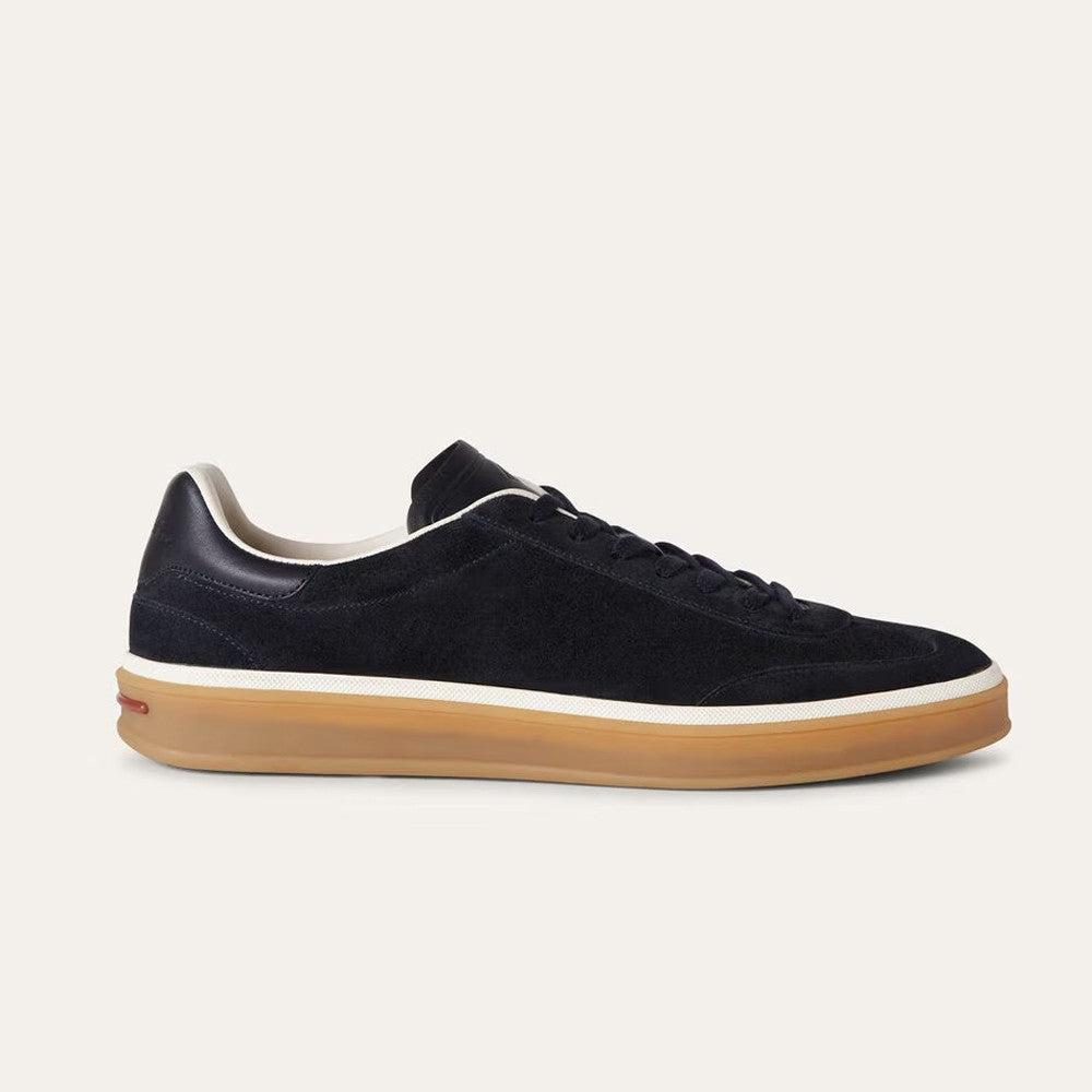 Loro Piana Tennis Walk Men's Solid Color Round Toe Lace-Up Calfskin Low-Top Training Shoes #77437