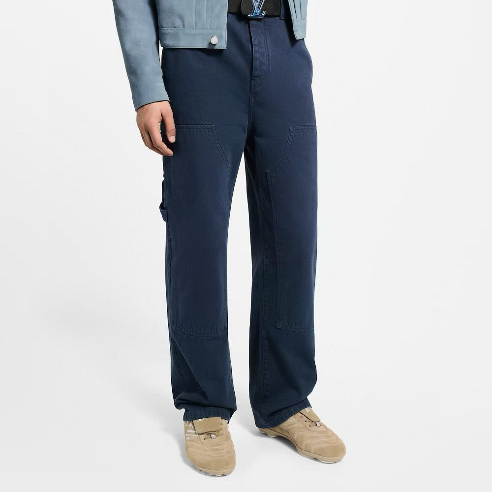 Louis Vuitton Men's Spring/Autumn Solid Colour Embroidered Letter Print Pocket Single-Breasted Long-Sleeved Denim Jacket and Casual Denim Trousers Pants Set Suit #77632