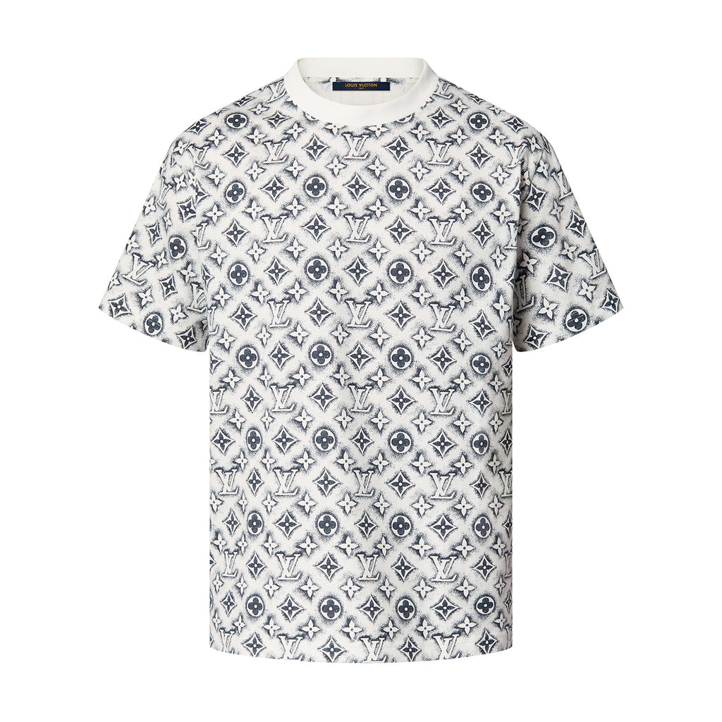 Louis Vuitton Men's Summer Logo Full Print Casual Crew Neck Cotton Short Sleeve T-Shirt #227807