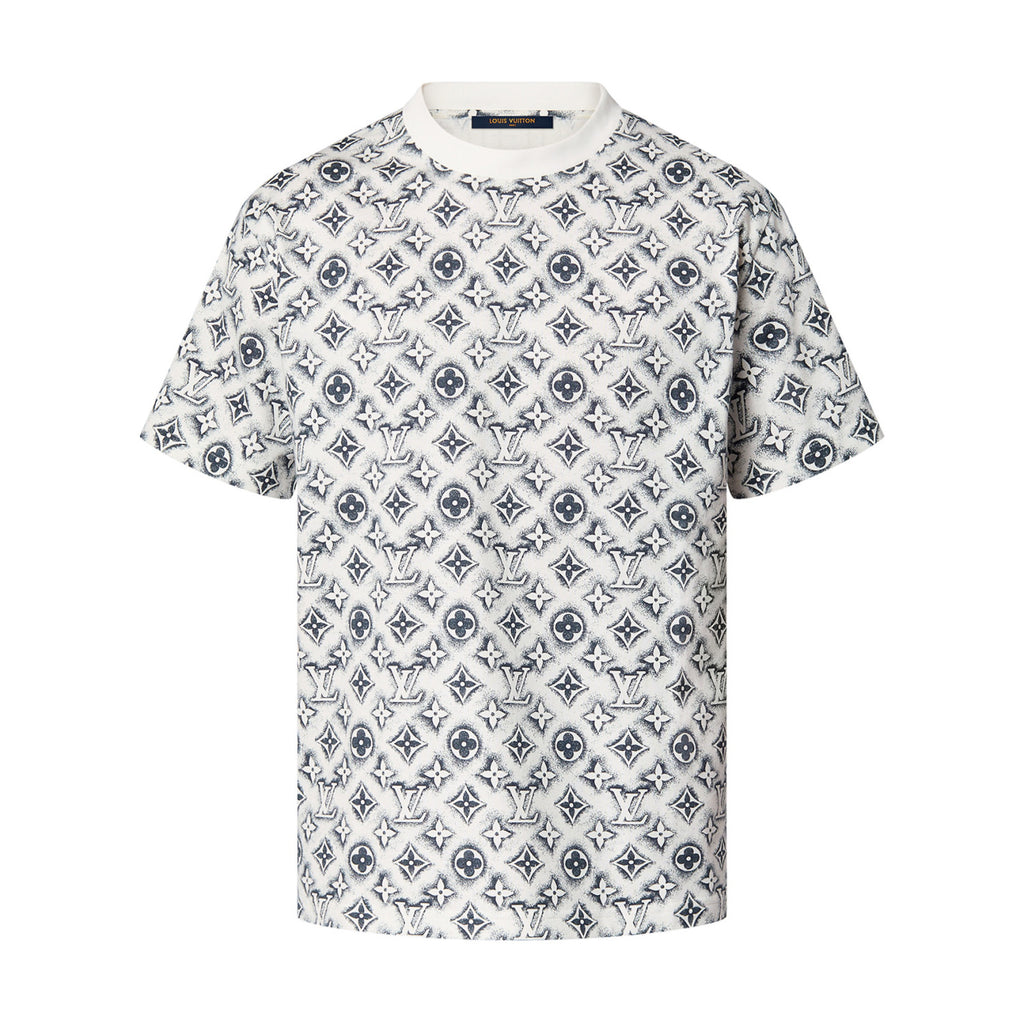 Louis Vuitton Men's Summer Logo Full Print Casual Crew Neck Cotton Short Sleeve T-Shirt #227807