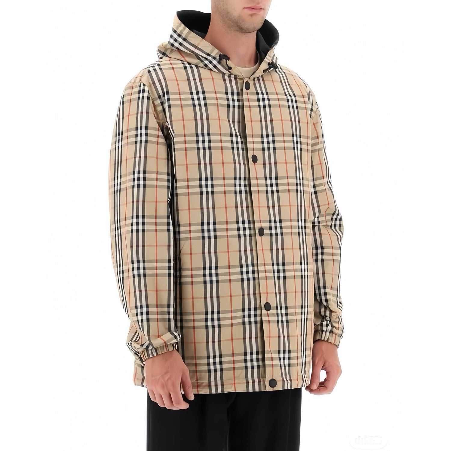 Burberry Men's Autumn and Winter Check Printed Hooded Single Breasted Reversible Jacket #99139
