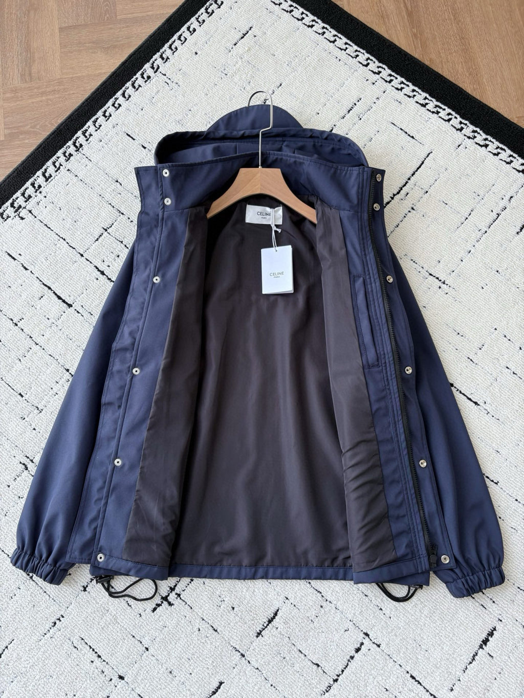 Celine Men's And Women's Spring/fall Fashion Casual Color Block Hooded Jacket With Drawstring Waist Jacket #78934