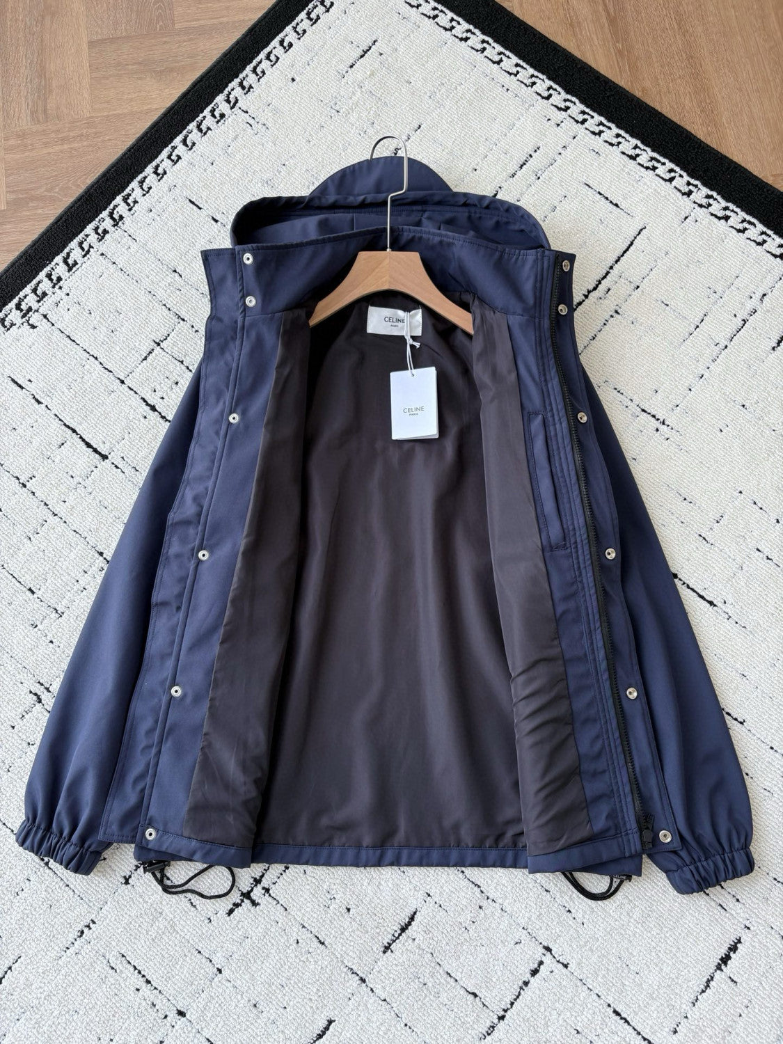 Celine Men's And Women's Spring/fall Fashion Casual Color Block Hooded Jacket With Drawstring Waist Jacket #78934