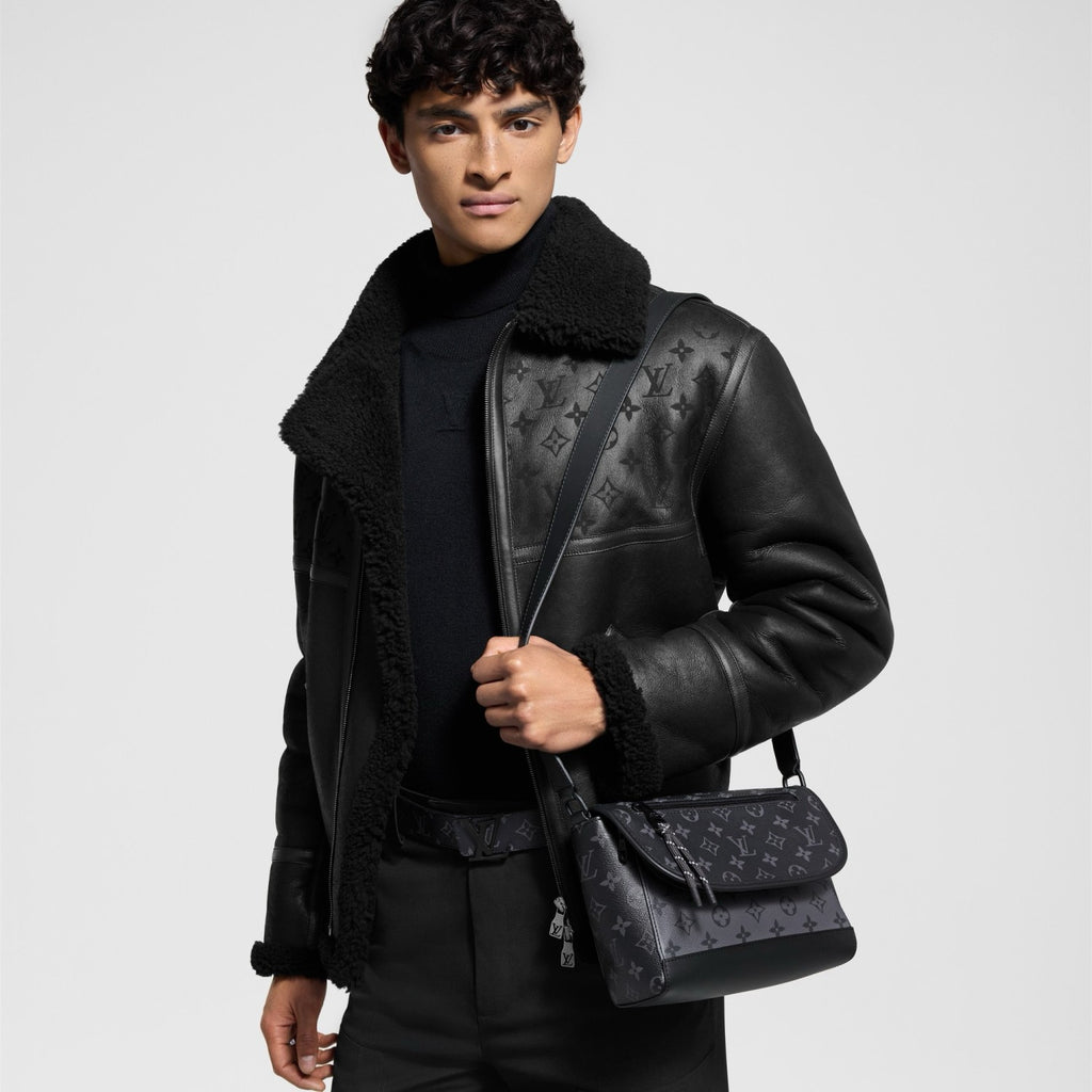 Louis Vuitton Men's Winter Solid Colour Printed Lambskin Wool Zip Up Long Sleeve Jacket #76879