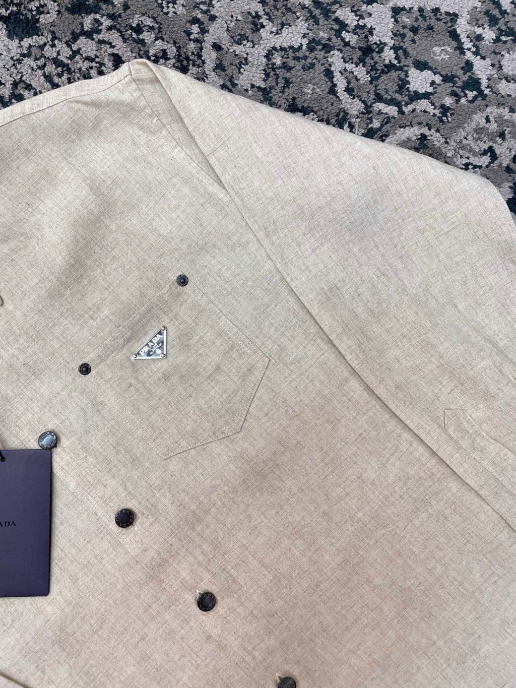 Prada Men's Fall And Winter Solid Color Lapel Single Breasted Linen Long Sleeved Jacket Casual Trousers Pants Set Suit #77392