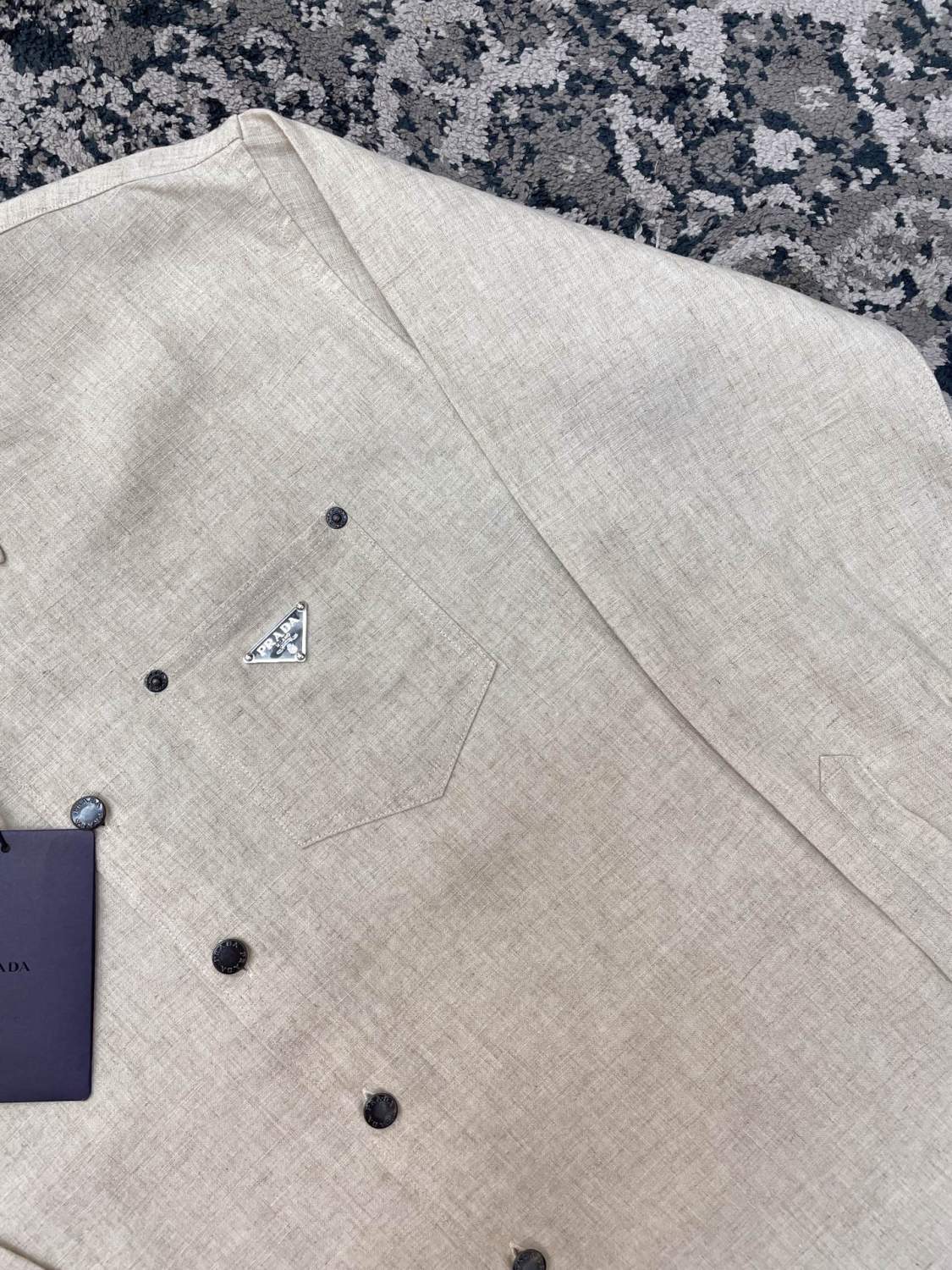 Prada Men's Fall And Winter Solid Color Lapel Single Breasted Linen Long Sleeved Jacket Casual Trousers Pants Set Suit #77392