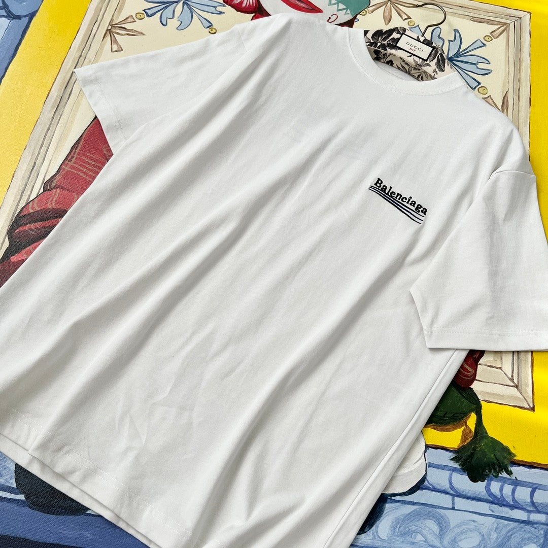 Balenciaga Men's Women's Summer Letter Printed Round Neck Solid Color Cotton Loose Short Sleeve T-Shirt #71584