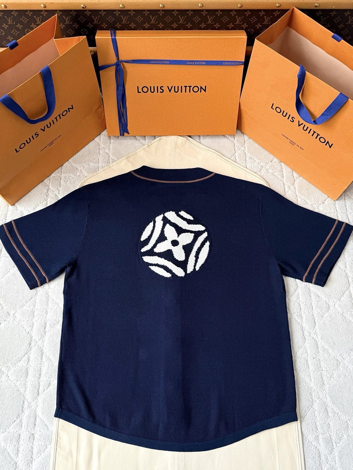 Louis Vuitton Men's Summer Fashion Casual Single Breasted Embroidered Pattern Short Sleeved Knitted Baseball Shirt #78426