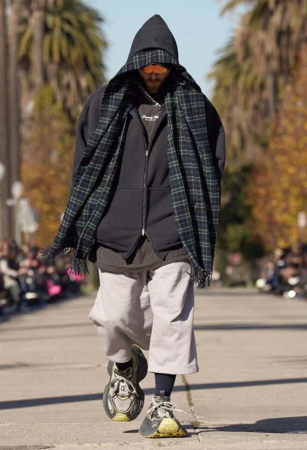 Balenciaga Men's Spring And Autumn UNITY Sports Logo Plaid Scarf Zipper Loose Solid Color Long Sleeve Hoodie Sweatshirt Jacket Ngvp #9481