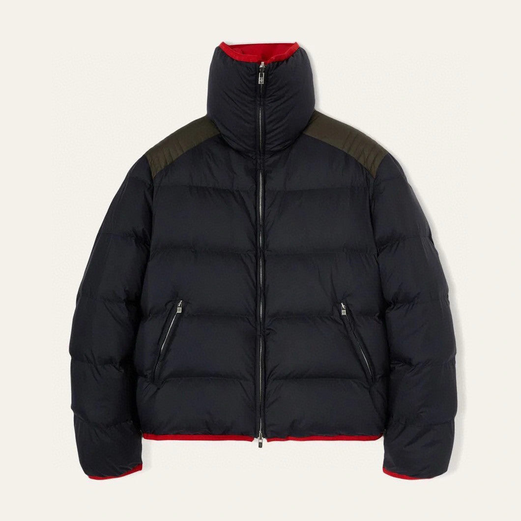 Loro Piana Men's Fall and Winter Colorblocking Lapel Reversible Zipper Long Sleeve Puffer Down Jacket #74426
