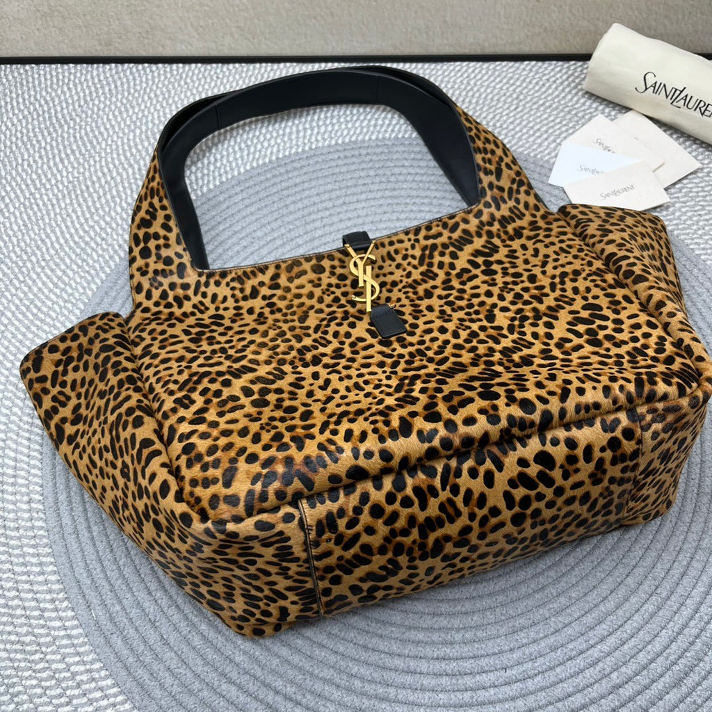 Saint Laurent Le 5 À 7 Bea Shearling-effect Handbag Ysl Bea Horizontal Tote Leopard-print Leather Tote Fashionable Luxury Elegant Clutch Spacious Capacity Bag 763435AAD0N2063 #195462