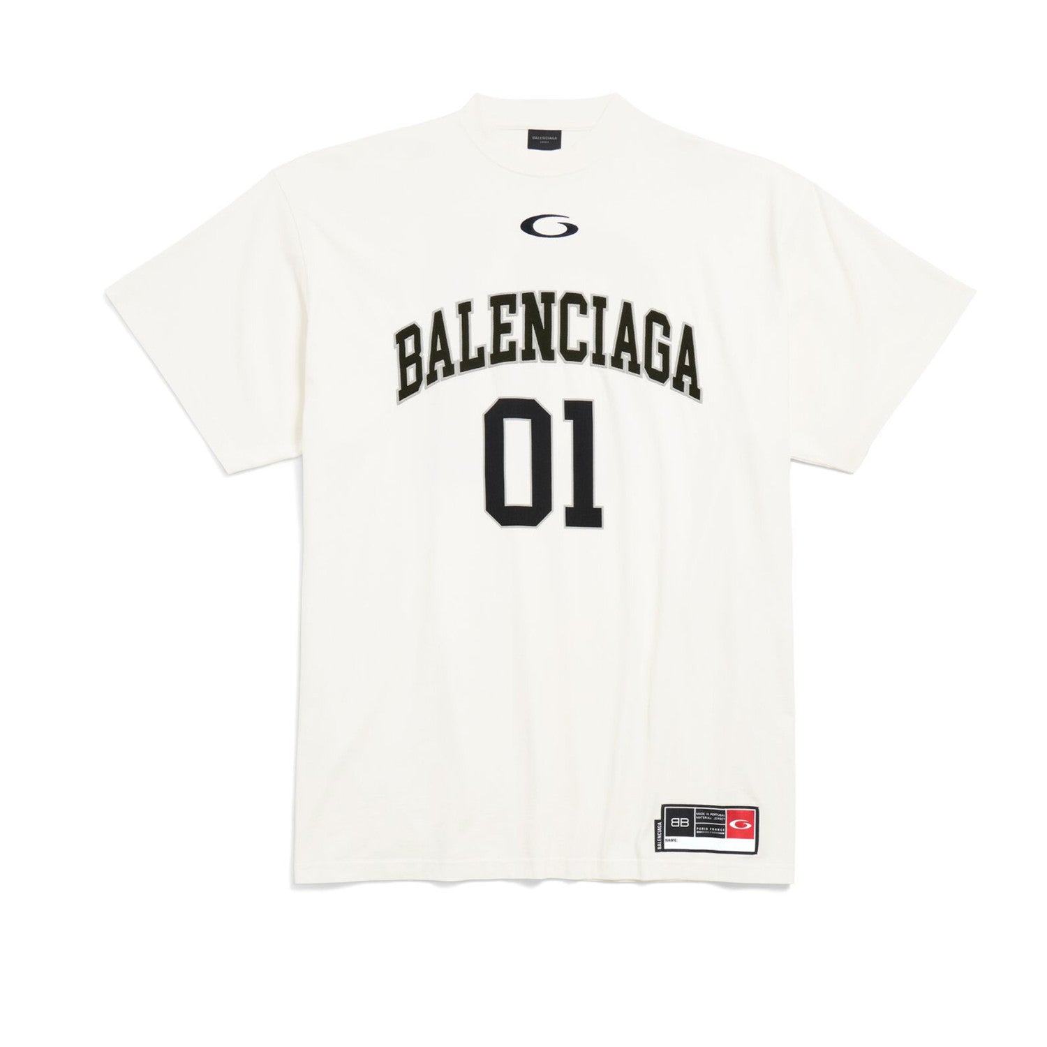 Balenciaga Basketball Series Men's Black And White Retro Plain Knit Silhouette T-shirt 01 Jersey High Street Trendy Short Sleeve Round Neck Loose T-shirt #71857