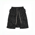 Rick Owens DRKSHDW Men's Spring/summer Retro High Street Thin Black Shorts Workwear Drawstring Pants  Ngvp #8794