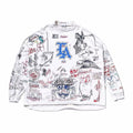 Saint Michael Men's And Women's Spring And Summer Graffiti Retro Hot Diamond Print Loose Casual Long Sleeved Hoodie Top Ngvp #8384
