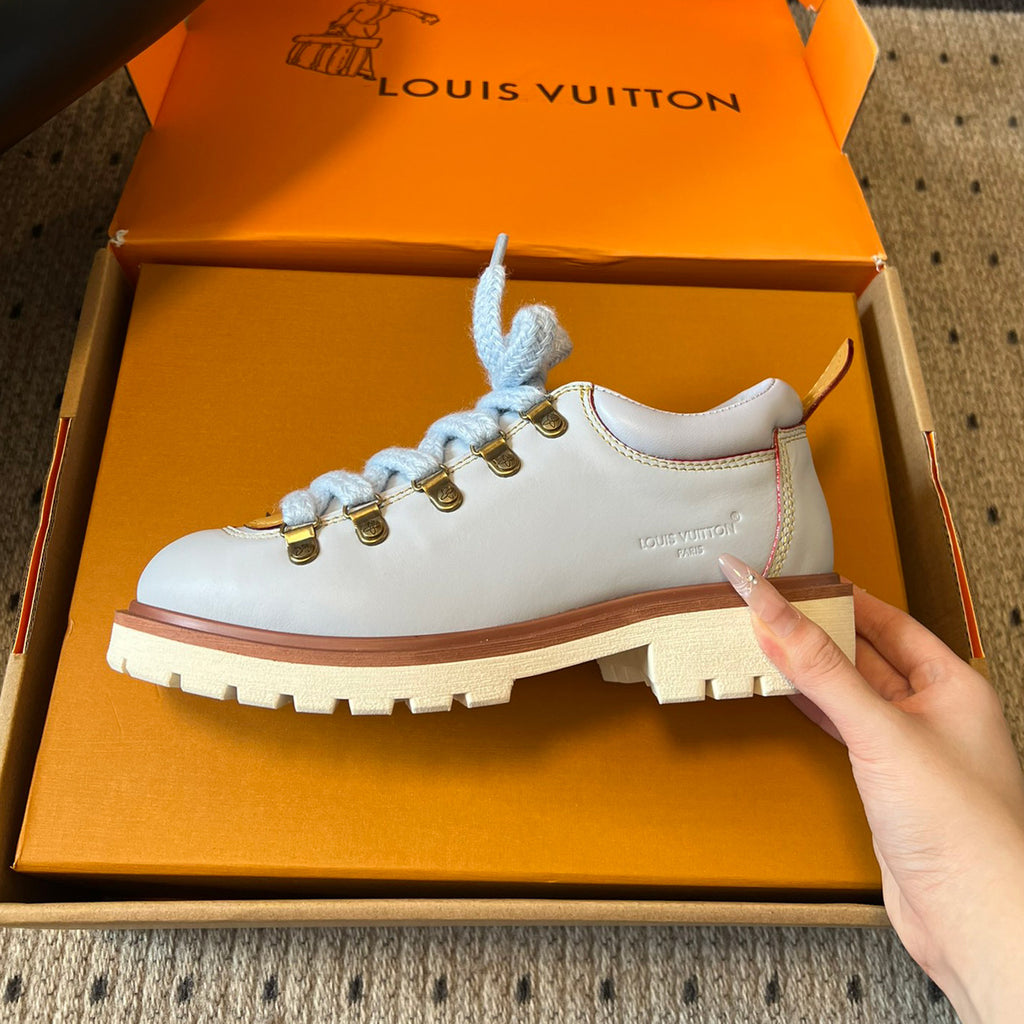 Louis Vuitton LV REMIX  Men's And Women's Spring/summer Fashion Casual Round Toe Lace Up Classic Printed Leather Casual Shoes Hiking Derby Shoes #78382