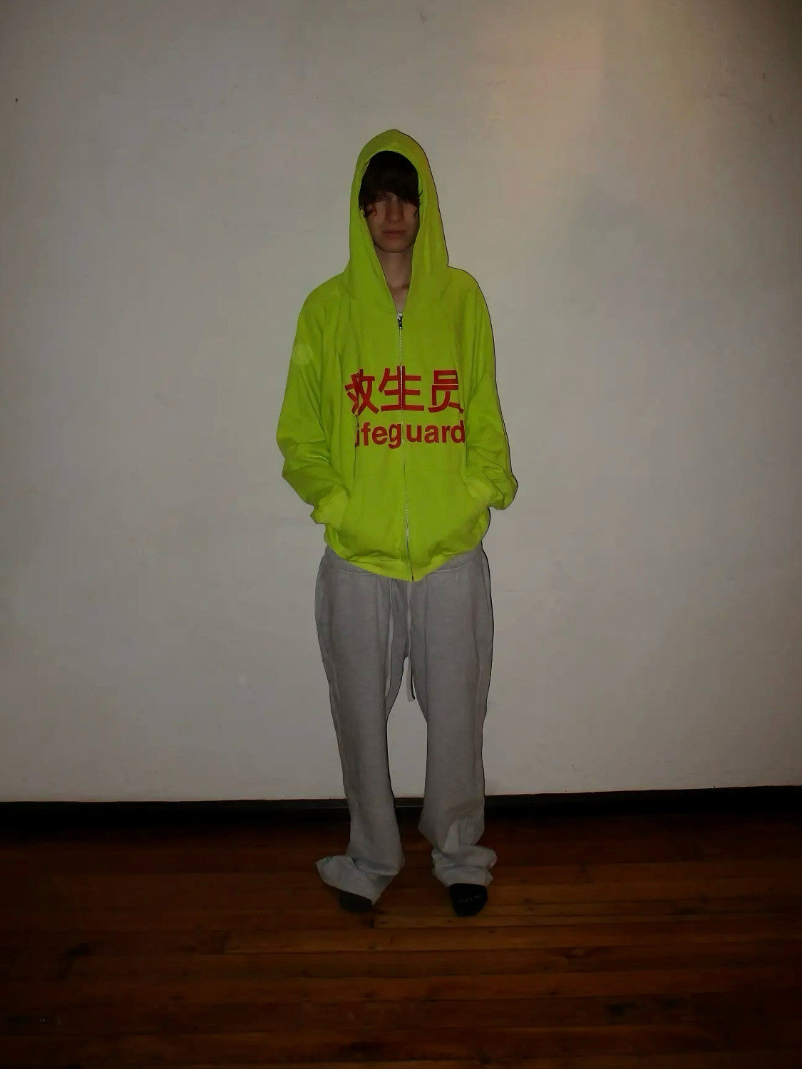 Praying Men's Fall And Winter Fluorescent Yellow Lifeguard Print Subculture Tide Zipper Hoodie Sweatshirt Ngvp #2621
