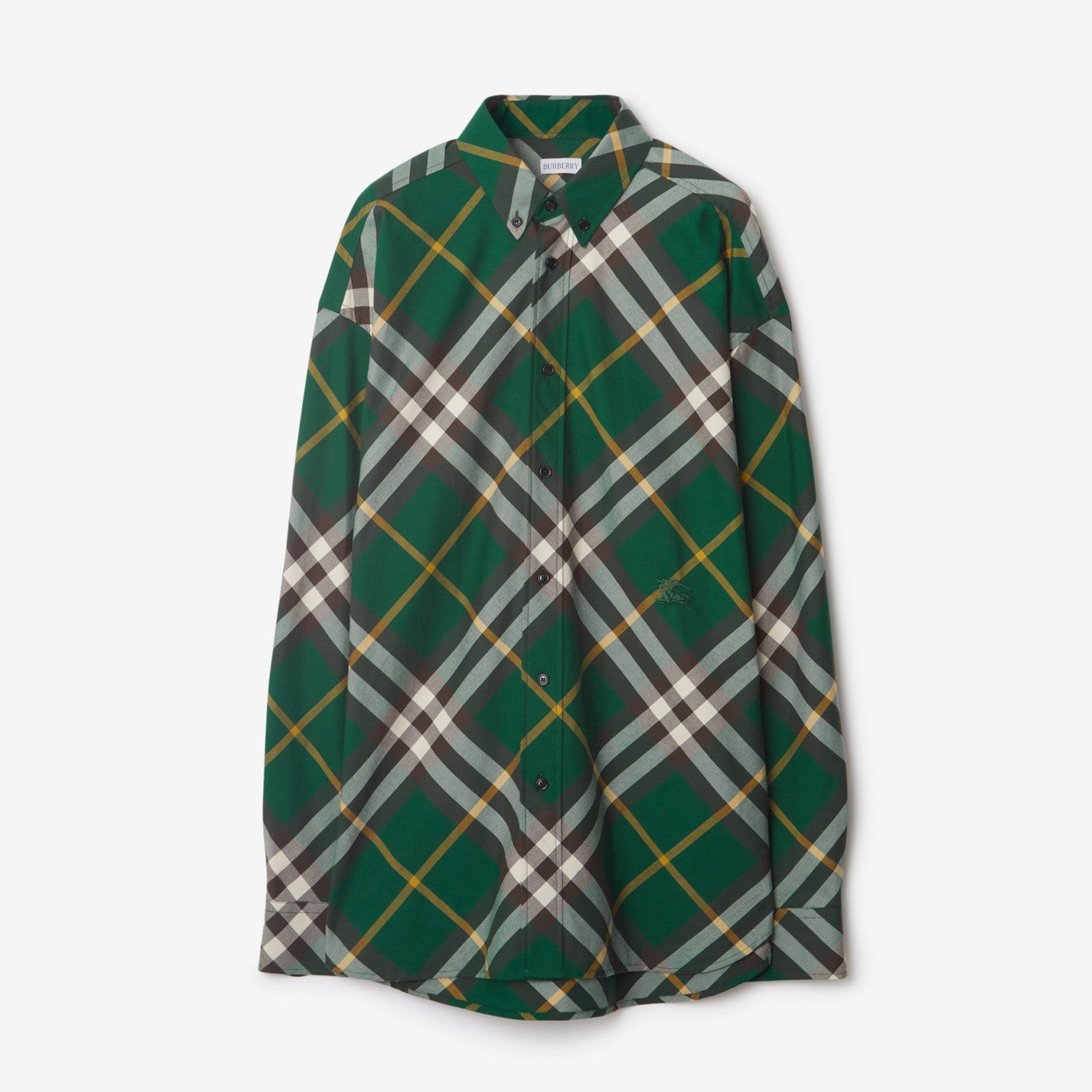 Burberry Men's Spring And Autumn New Retro Plaid Cotton Shirt Color Blocking Single-breasted Lapel Button Down Shirt  #71363