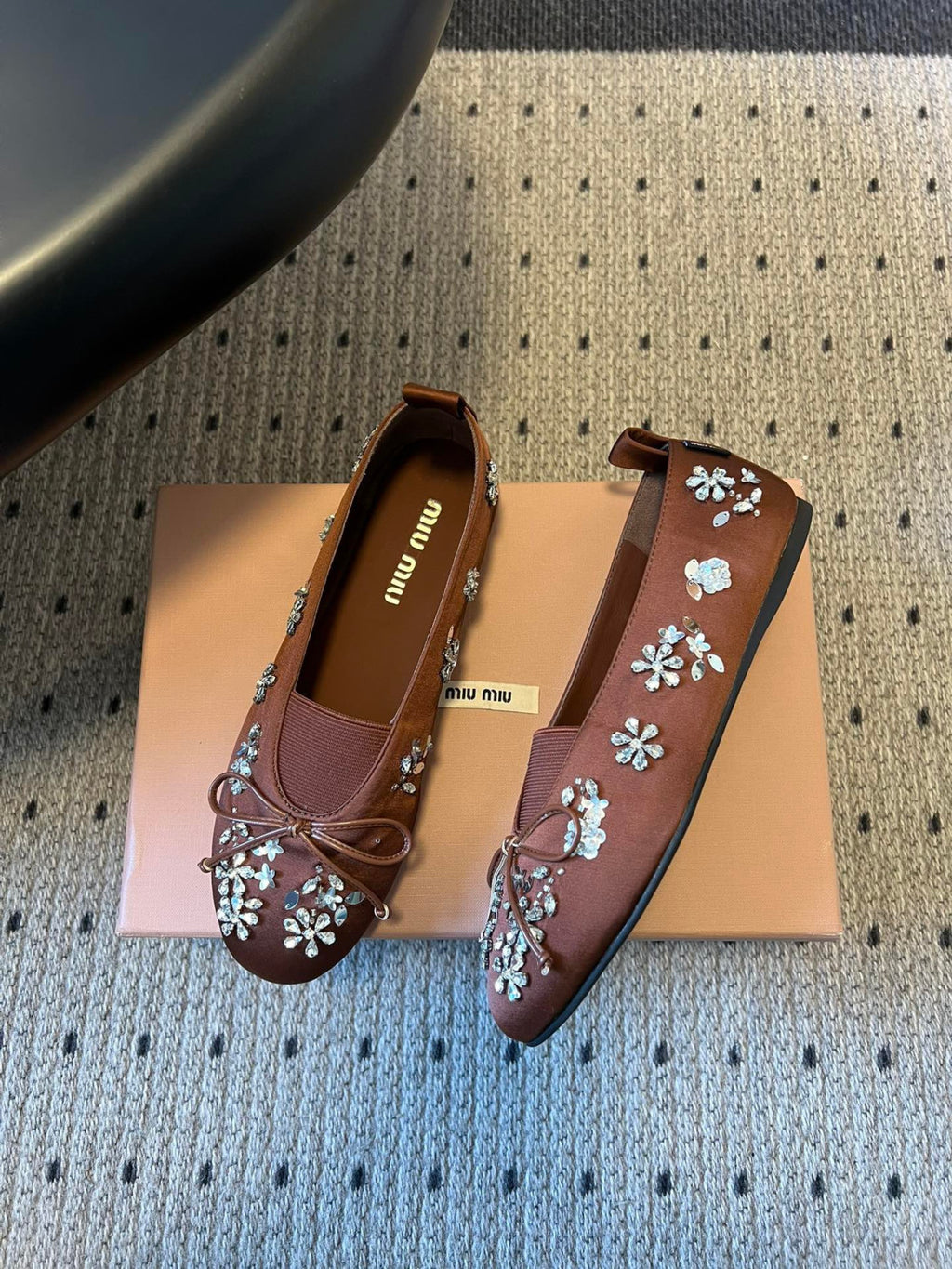 Miumiu Rhinestone Ballet Flats #336871