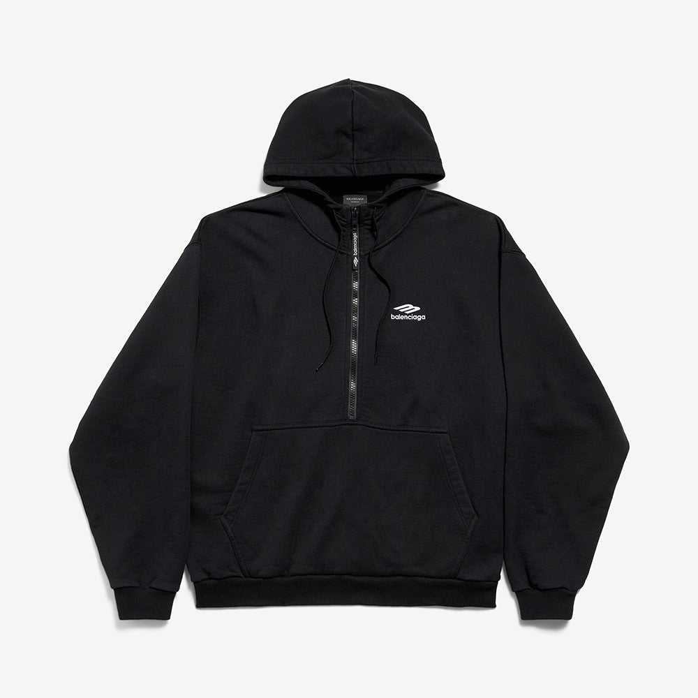 Balenciaga Top-quality Version Men's 3b Sports Icon Half-zip Hoodie in Washed #336946