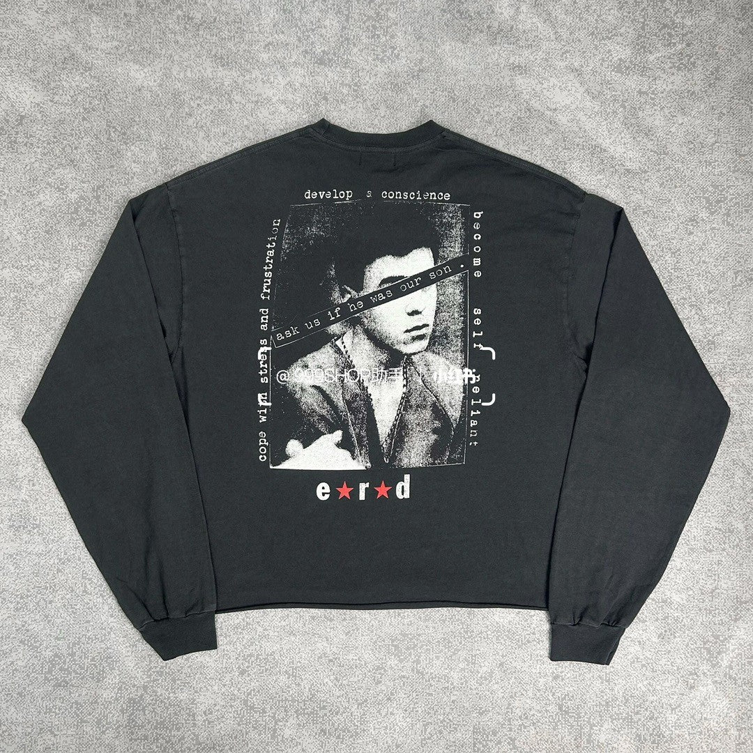 Enfants Riches Deprimes Men's Spring/Summer Portrait Pattern Letter Print Round Neck Cotton Long Sleeve T-Shirt #76956