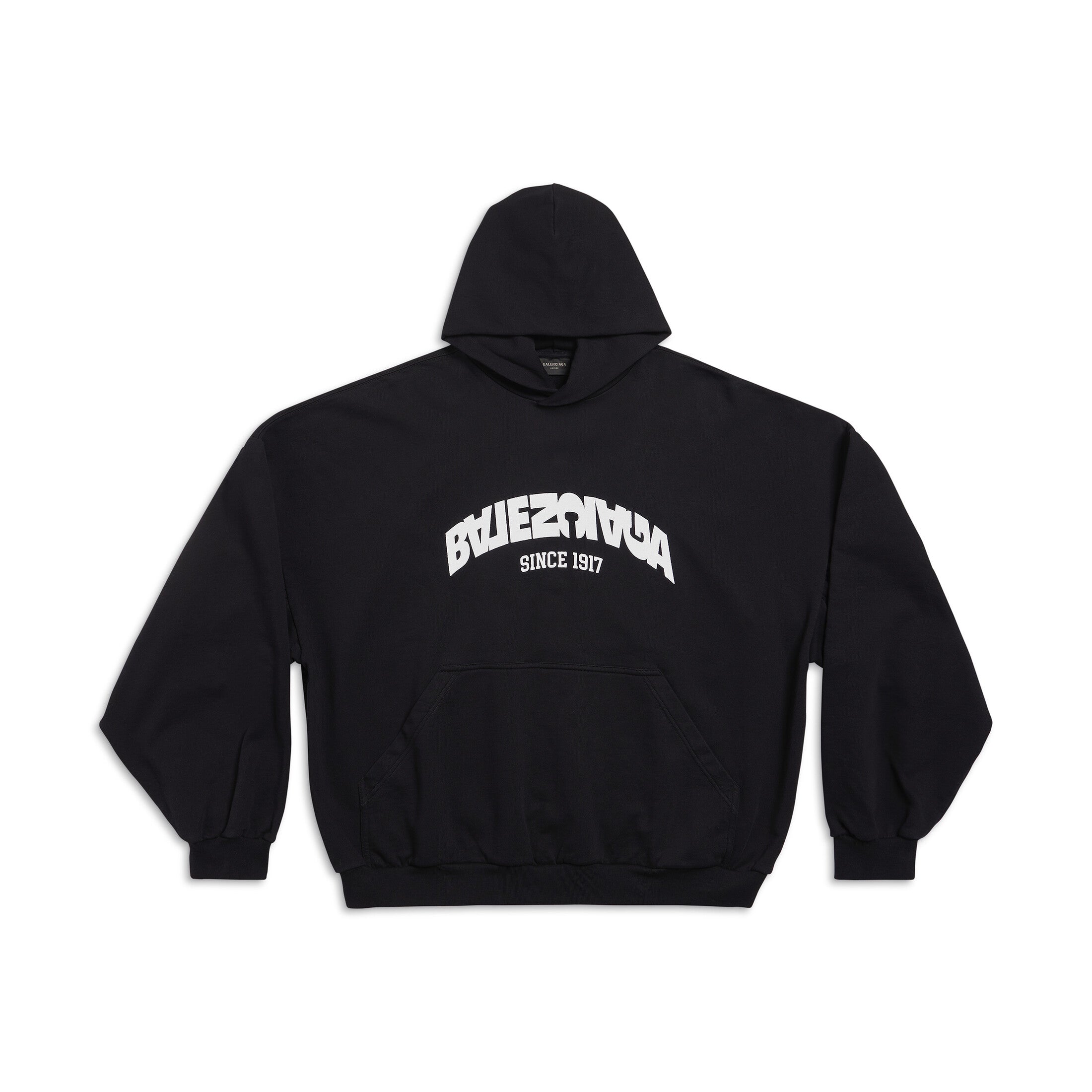 Balenciaga Back Flip Round Hoodie Oversize In Black Mirror Letter Hooded Sweatshirt Pullover #96248