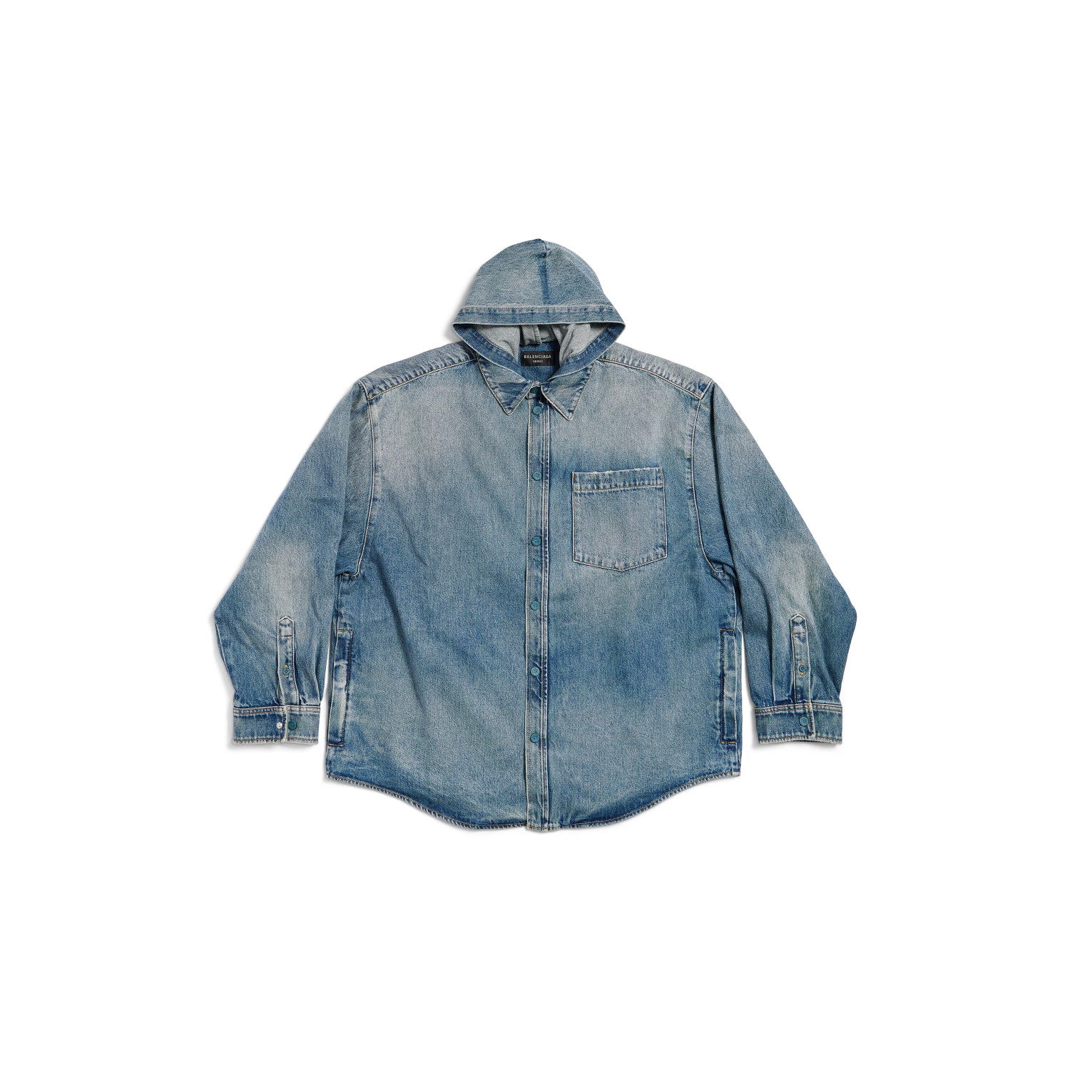 Balenciaga Men's Spring. Summer And Fall Hooded Shirt Papka Lapel Loose Solid Color Denim Jacket Ngvp #1671