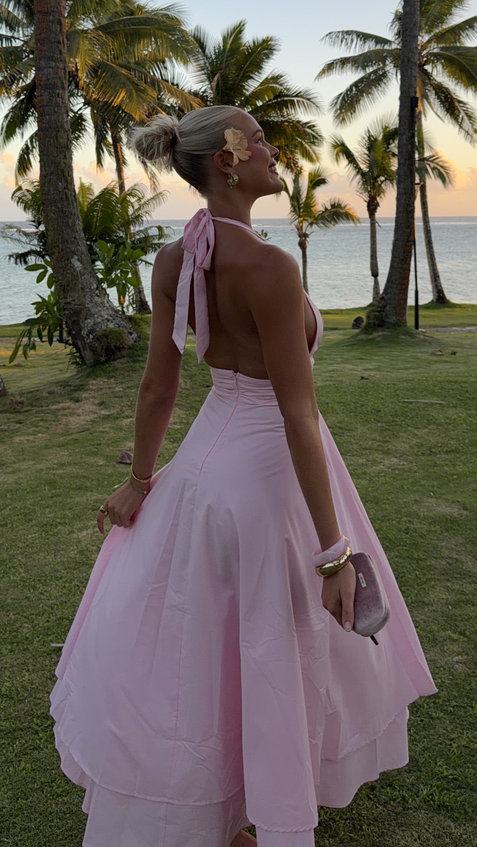 Kathy Halter Neck Maxi Dress - Light Pink