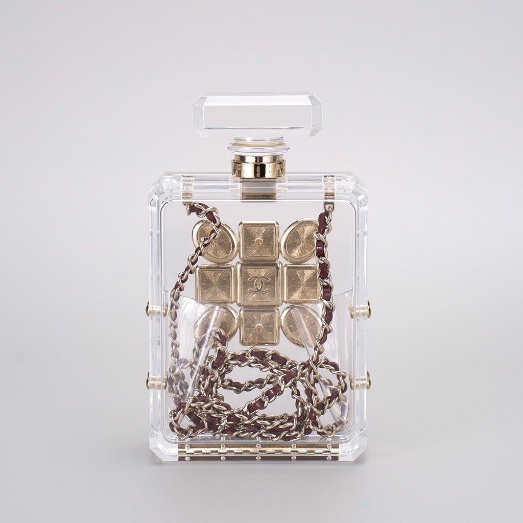 Chanel Women's Solid Colour Glass Gemstone Embellished Transparent Acrylic Perfume Bottle Shoulder Bag Bags #77239