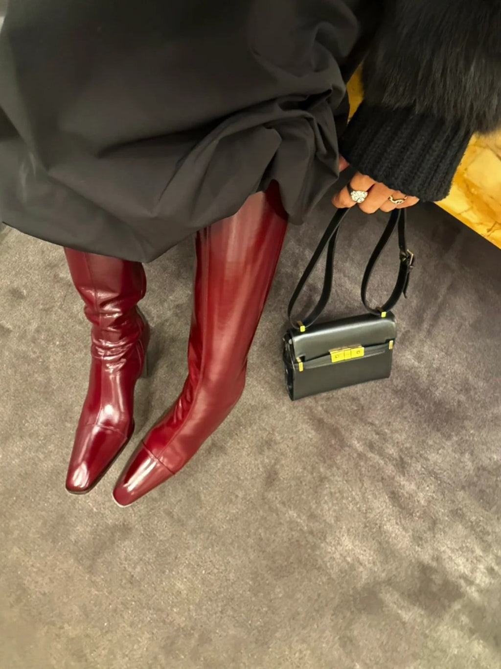 SAINT LAURENT Women's Pointed Cat Heel Long Short Red Black Boots Fashion Temperament Elegant Sexy Zipper Short Boots Shoes Ngvp #2185