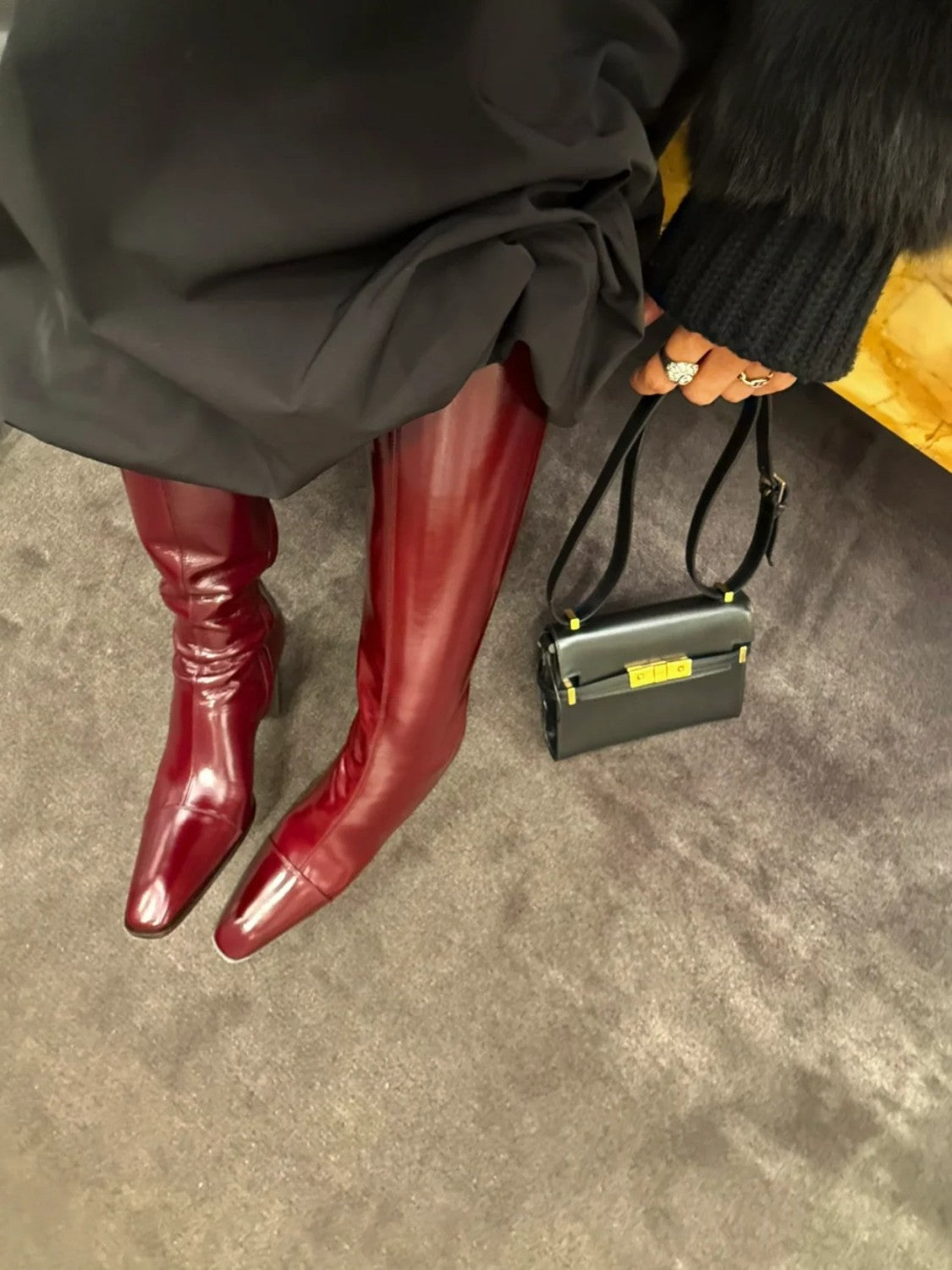 SAINT LAURENT Women's Pointed Cat Heel Long Short Red Black Boots Fashion Temperament Elegant Sexy Zipper Short Boots Shoes Ngvp #2185