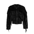 Rick Owens Men's Autumn And Winter Solid Color Fitted Zipper Short Long Sleeve Fur Jacket Ngvp #6965