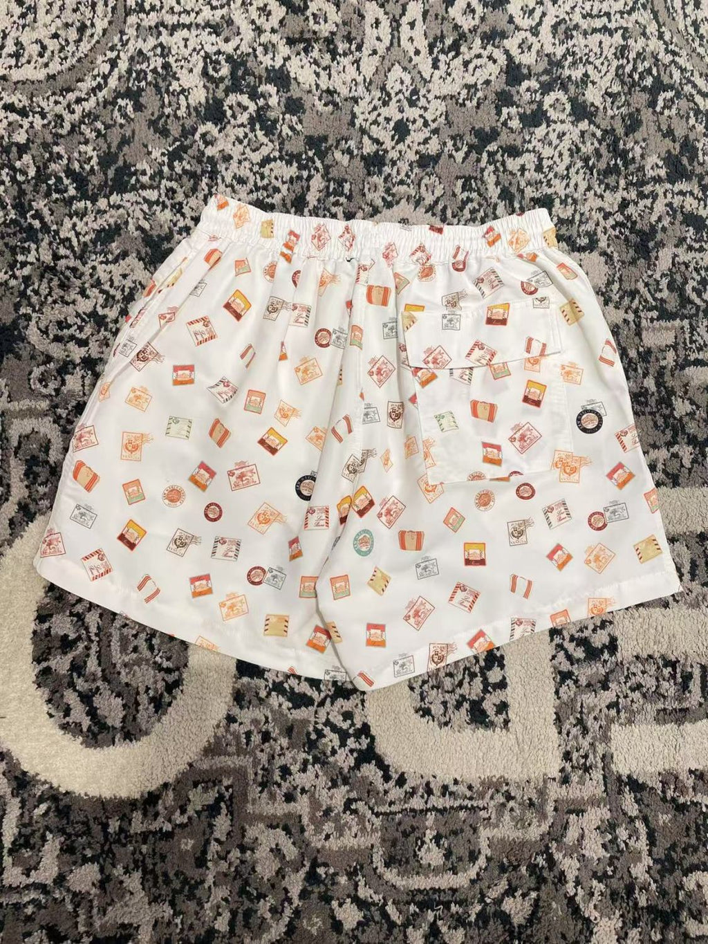 Loro Piana Men's Summer Solid Color Stamp Print Casual Drawstring Beach Shorts #77384
