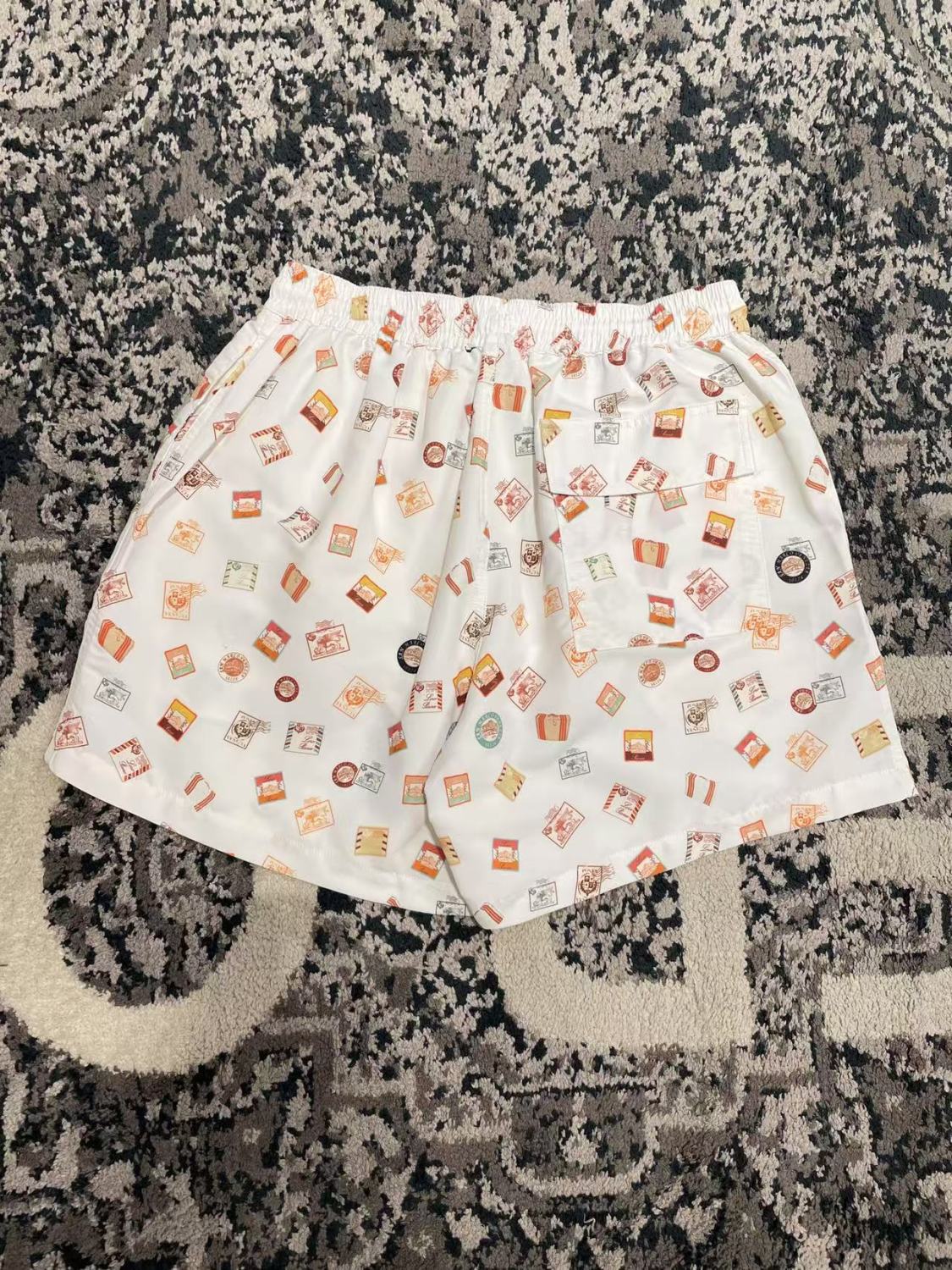 Loro Piana Men's Summer Solid Color Stamp Print Casual Drawstring Beach Shorts #77384