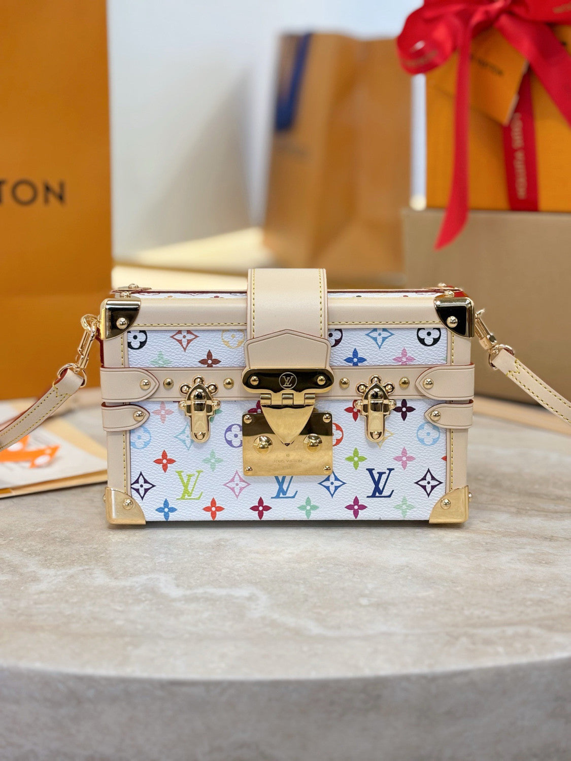 LOUIS VUITTON LV x TM_Petite Malle Monogram Women Handbags #382641