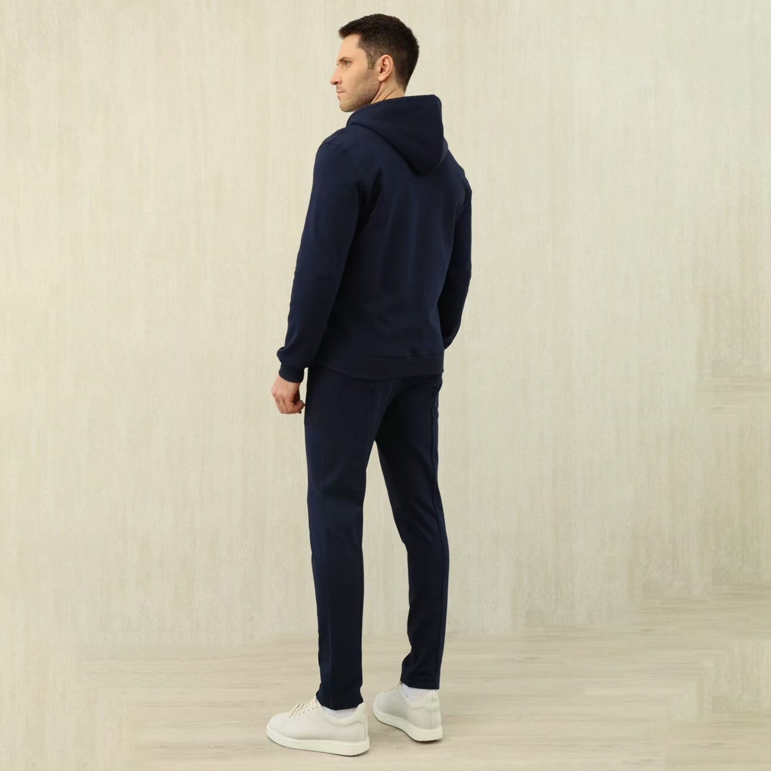 Brunello Cucinelli Men's Solid Colour Hooded Zip Sweatshirt Jacket Drawstring Comfort Straight Trousers Pants Sweatpants Suit Set  #81324
