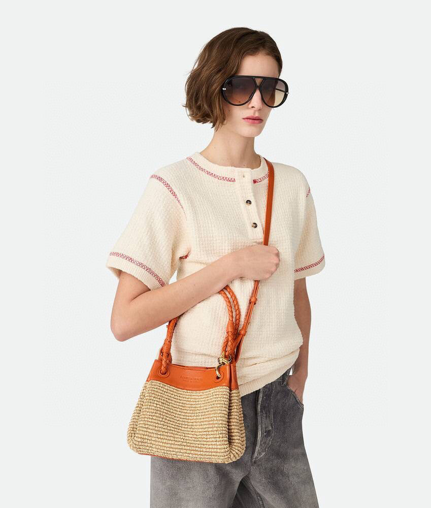 Bottega Veneta Small Parachute Women's Adjustable Detachable Shoulder Strap Raffia And Leather Shoulder Bag Handbag Bags #77633