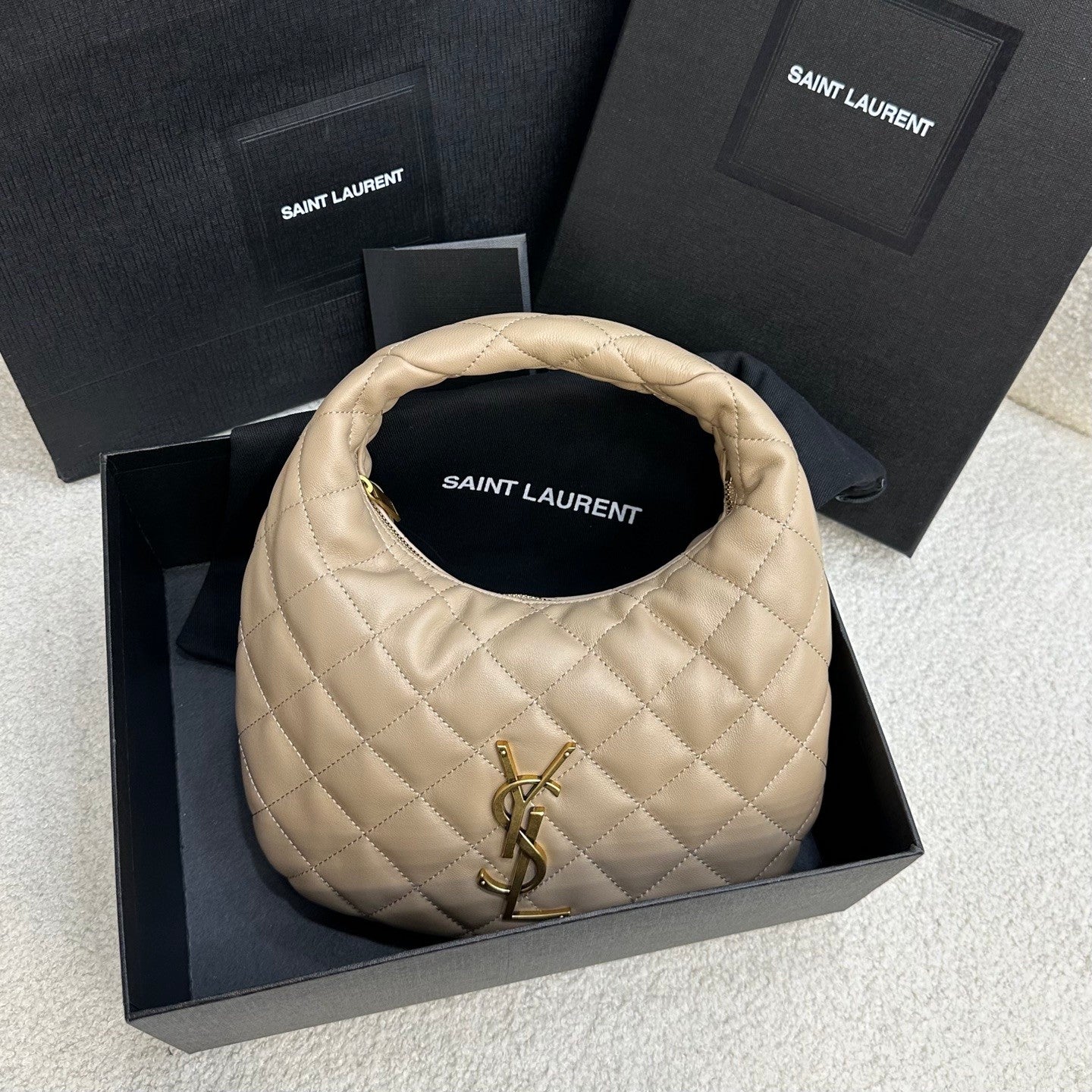 Saint Laurent ICARINO Quilted Nappa Leather Handbag ROSÉ Same Style Half-Moon Bag #332811