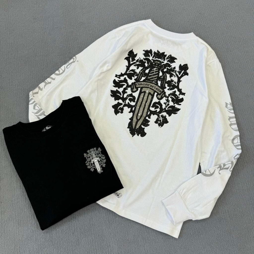 Chrome Hearts Men's Women's Summer Chao Printed Embroidered Letters Long-Sleeved T-Shirt Men And Women Loose Cotton Bottoming Shirt Tops #76433