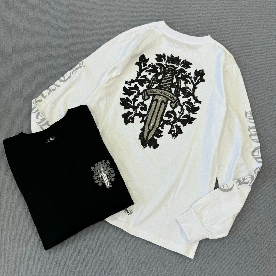 Chrome Hearts Men's Women's Summer Chao Printed Embroidered Letters Long-Sleeved T-Shirt Men And Women Loose Cotton Bottoming Shirt Tops #76433