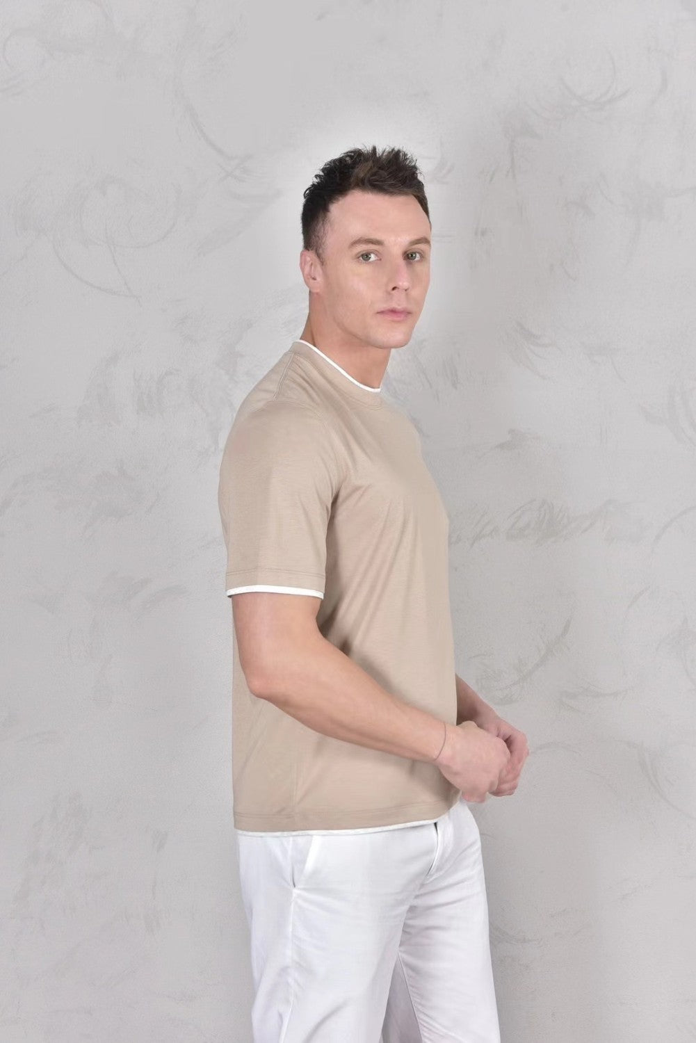 Brunello Cucinelli Men's Spring And Summer Fashion Trend Color Blocking Classic Short-sleeved Comfortable Positive Shoulder Round Neck T-shirt Tops #99379