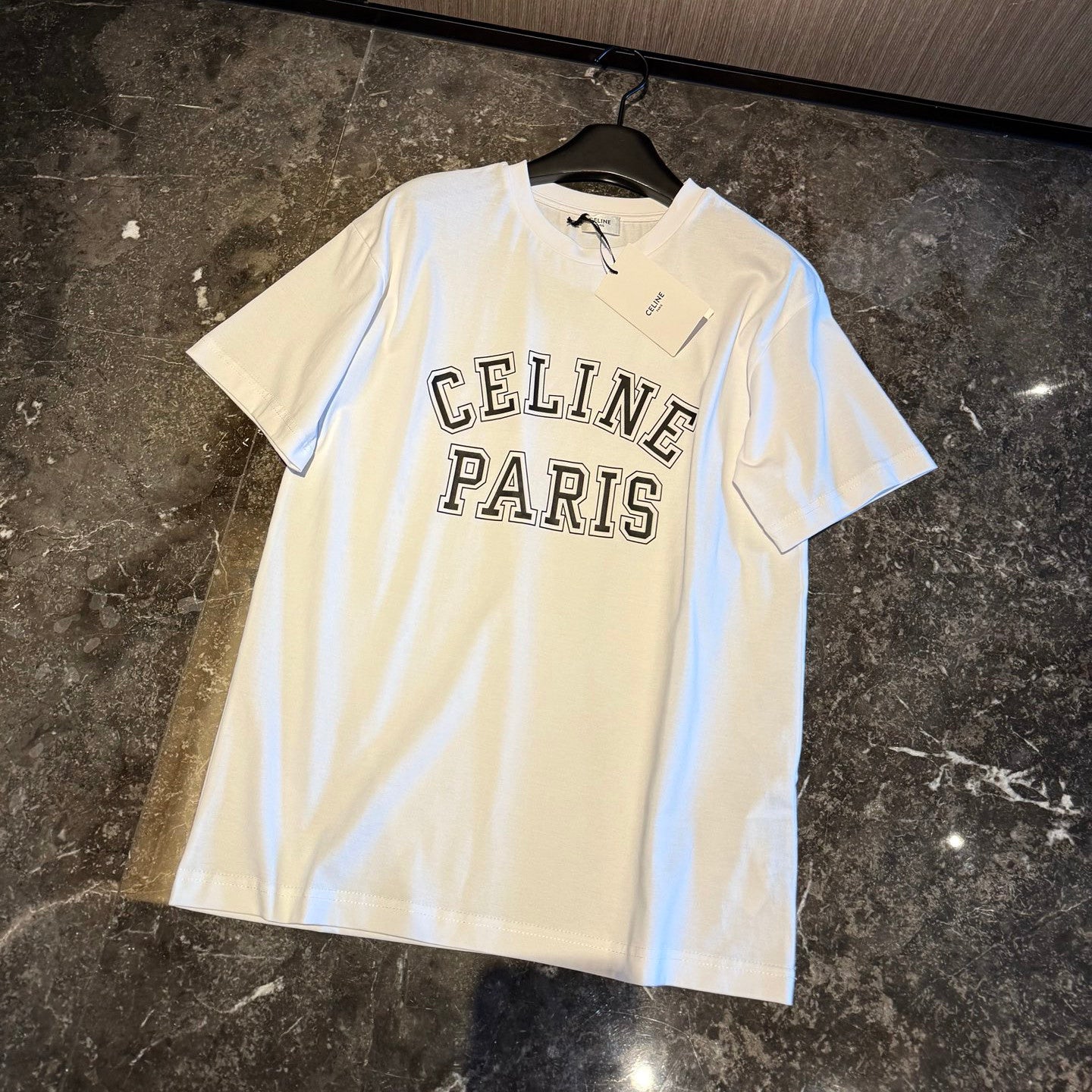 Celine Men's And Women's Summer Fashion Casual Crew Neck Pullover Letter Print Pattern Short Sleeve T-Shirt #79274